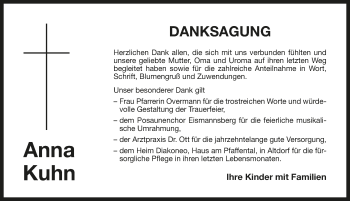 Traueranzeige von Anna Kuhn von Hersbrucker Zeitung