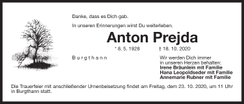Traueranzeige von Anton Prejda von Der Bote