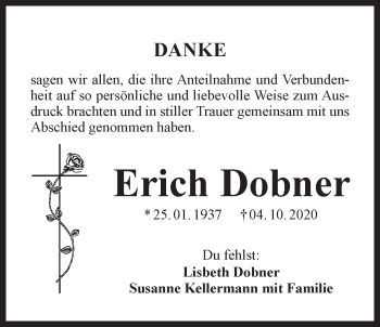 Traueranzeige von Erich Dobner von Der Bote