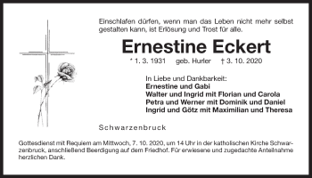 Traueranzeige von Ernestine Eckert von Der Bote