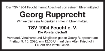 Traueranzeige von Georg Rupprecht von Der Bote