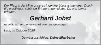 Traueranzeige von Gerhard Jobst von Pegnitz-Zeitung
