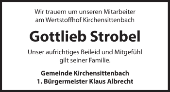 Traueranzeige von Gottlieb Strobel von Hersbrucker Zeitung