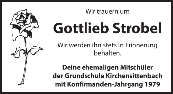 Traueranzeige von Gottlieb Strobel von Hersbrucker Zeitung