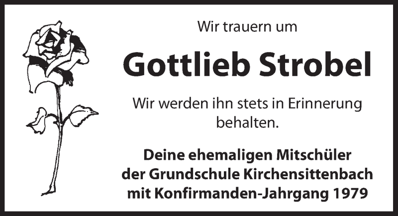  Traueranzeige für Gottlieb Strobel vom 16.10.2020 aus Hersbrucker Zeitung