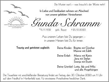 Traueranzeige von Gunda Schramm von Hersbrucker Zeitung