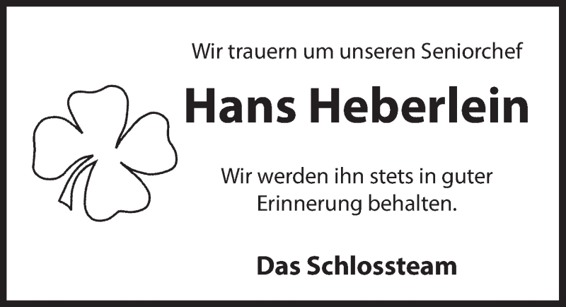  Traueranzeige für Hans Heberlein vom 31.10.2020 aus Hersbrucker Zeitung