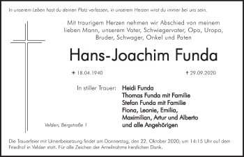 Traueranzeige von Hans-Joachim Funda von Hersbrucker Zeitung