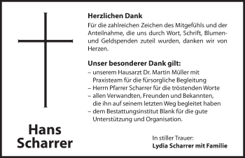 Traueranzeige von Hans Scharrer von Hersbrucker Zeitung