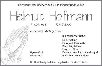 Traueranzeige von Helmut Hofmann von Pegnitz-Zeitung