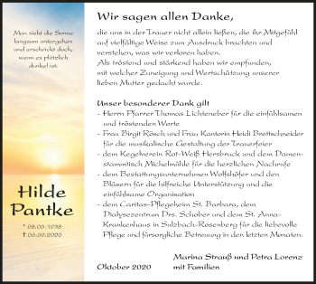 Traueranzeige von Hilde Pantke von Hersbrucker Zeitung
