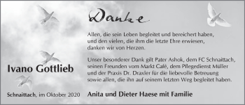Traueranzeige von Ivano Gottlieb von Pegnitz-Zeitung