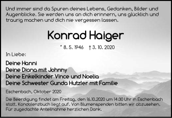 Traueranzeige von Konrad Haiger von Hersbrucker Zeitung