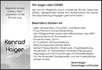 Traueranzeige von Konrad Haiger von Hersbrucker Zeitung