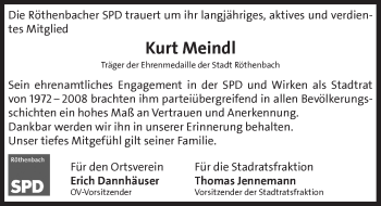 Traueranzeige von Kurt Meindl von Pegnitz-Zeitung