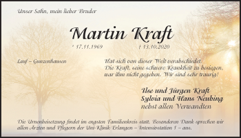 Traueranzeige von Martin Kraft von Pegnitz-Zeitung