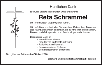 Traueranzeige von Reta Schrammel von Der Bote