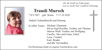 Traueranzeige von Traudi Mursch von Der Bote