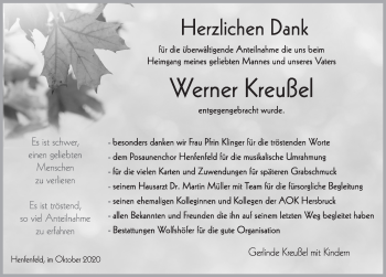 Traueranzeige von Werner Kreußel von Hersbrucker Zeitung
