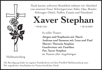 Traueranzeige von Xaver Stephan von Hersbrucker Zeitung