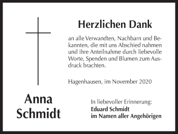 Traueranzeige von Anna Schmidt von Der Bote