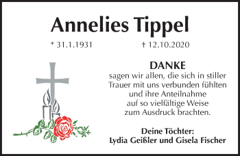 Traueranzeige von Annelies Tippel von Pegnitz-Zeitung