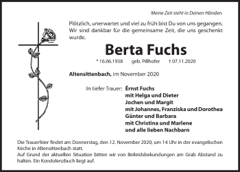 Traueranzeige von Berta Fuchs von Hersbrucker Zeitung