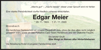 Traueranzeige von Edgar Meier von Der Bote