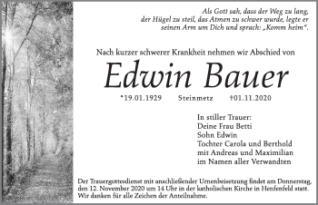 Traueranzeige von Edwin Bauer von Hersbrucker Zeitung
