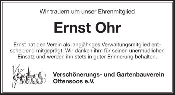 Traueranzeige von Ernst Ohr von Pegnitz-Zeitung