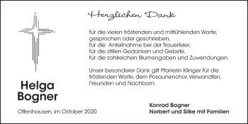 Traueranzeige von Helga Bogner von Hersbrucker Zeitung