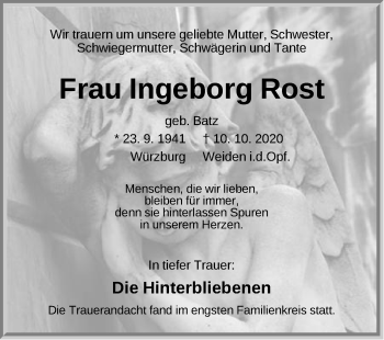 Traueranzeige von Ingeborg Rost von Der Bote