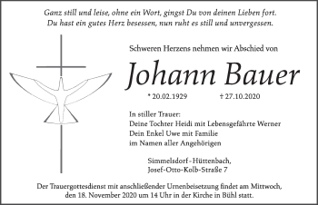 Traueranzeige von Johann Bauer von Pegnitz-Zeitung