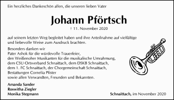 Traueranzeige von Johann Pförtsch von Pegnitz-Zeitung