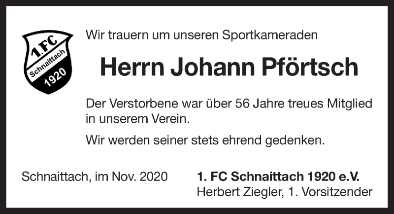  Traueranzeige für Johann Pförtsch vom 19.11.2020 aus Pegnitz-Zeitung