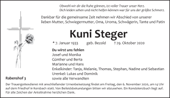 Traueranzeige von Kuni Steger von Pegnitz-Zeitung