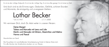 Traueranzeige von Lothar Becker von Pegnitz-Zeitung