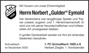Traueranzeige von Norbert Eymold von Pegnitz-Zeitung
