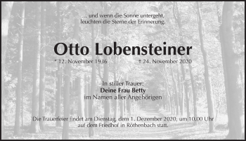 Traueranzeige von Otto Lobensteiner von Pegnitz-Zeitung