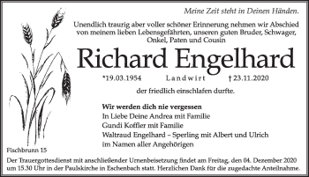 Traueranzeige von Richard Engelhard von Hersbrucker Zeitung