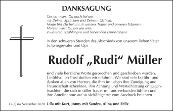 Traueranzeige von Rudolf  Müller von Pegnitz-Zeitung