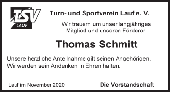 Traueranzeige von Thomas Schmitt von Pegnitz-Zeitung