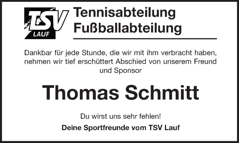  Traueranzeige für Thomas Schmitt vom 18.11.2020 aus Pegnitz-Zeitung