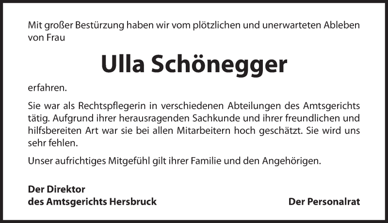  Traueranzeige für Ulla Schönegger vom 28.11.2020 aus Hersbrucker Zeitung