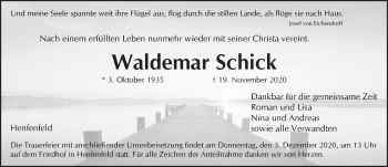 Traueranzeige von Waldemar Schick von Hersbrucker Zeitung