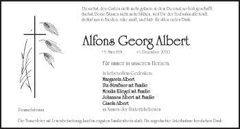 Traueranzeige von Alfons Georg Albert von Hersbrucker Zeitung