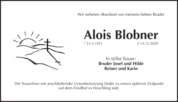 Traueranzeige von Alois Blobner von Pegnitz-Zeitung