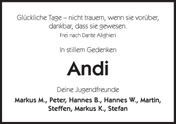 Traueranzeige von Andi  von Hersbrucker Zeitung