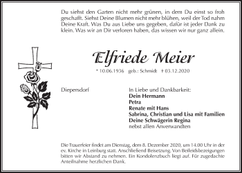 Traueranzeige von Elfriede Meier von Pegnitz-Zeitung