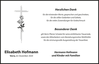 Traueranzeige von Elisabeth Hofmann von Hersbrucker Zeitung